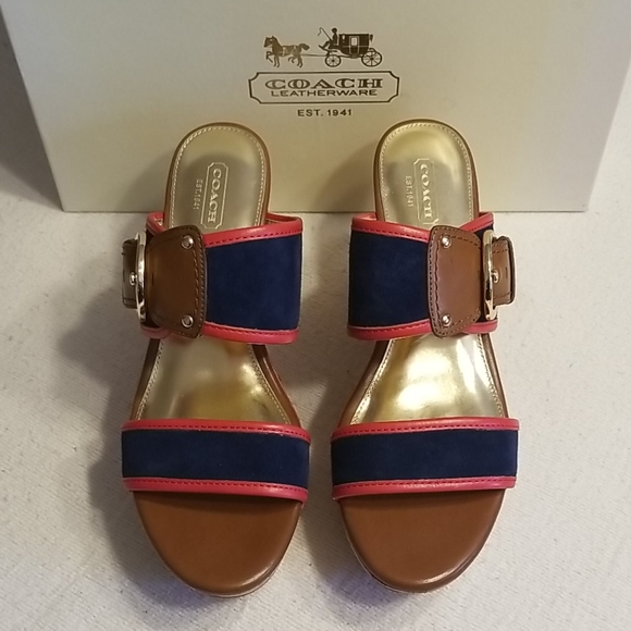 COACH Cortnee Platform Sandals - Navy/Blossom - Picture 2 of 11